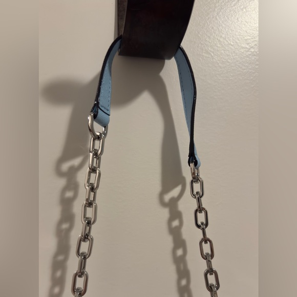 Tory Burch Convertible Leather  Wallet.  Riviera Blue With Silver Chain.  NWT. - Picture 5 of 11